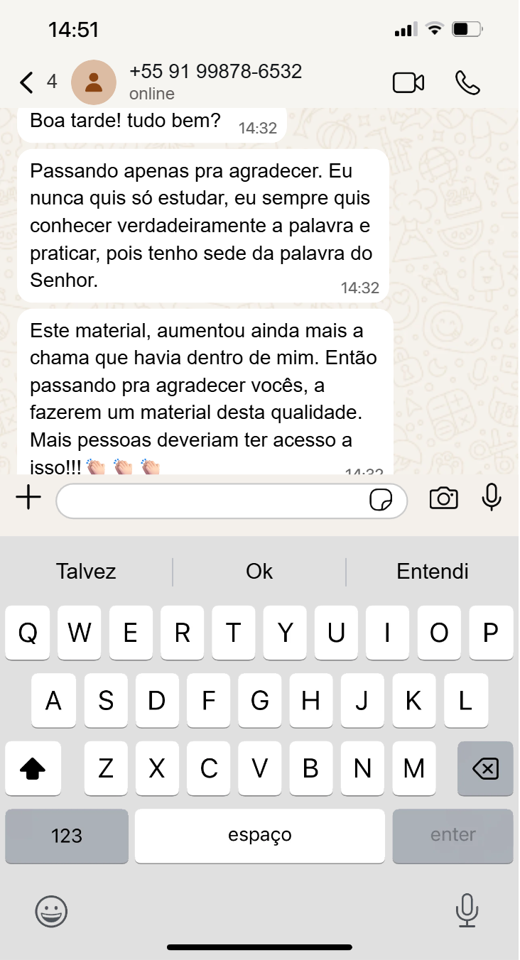 Depoimento real de aluno no WhatsApp