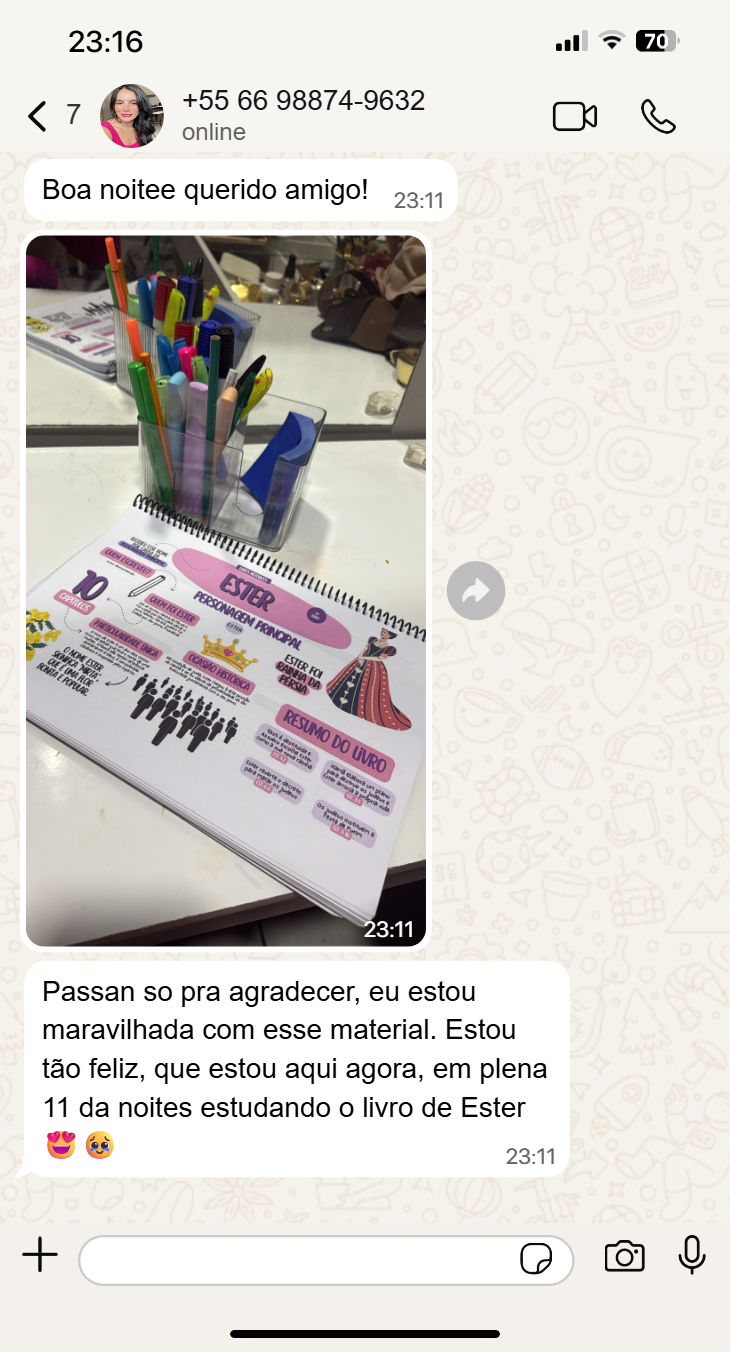 Depoimento real de aluno no WhatsApp