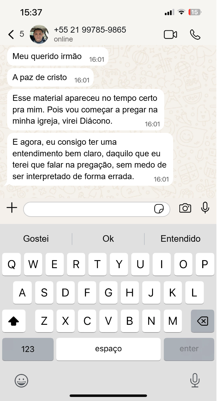 Depoimento real de aluno no WhatsApp